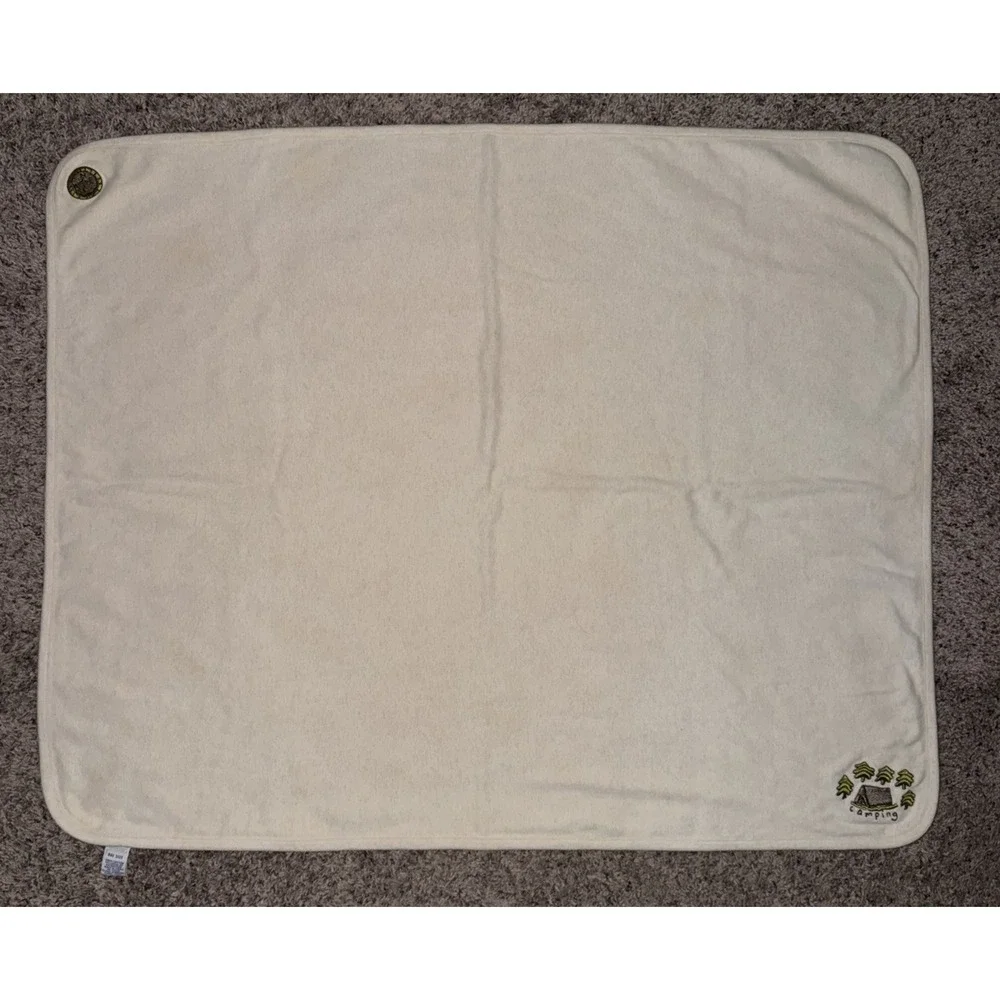 Vintage Gymboree Happy Camper Tan Blanket Bear Fishing Compass Reversible‎ 2001